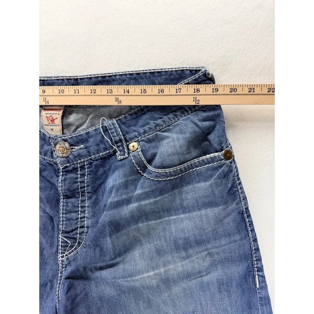 True Religion Surf Denim Distressed Shorts Men's Size 40 Y2K